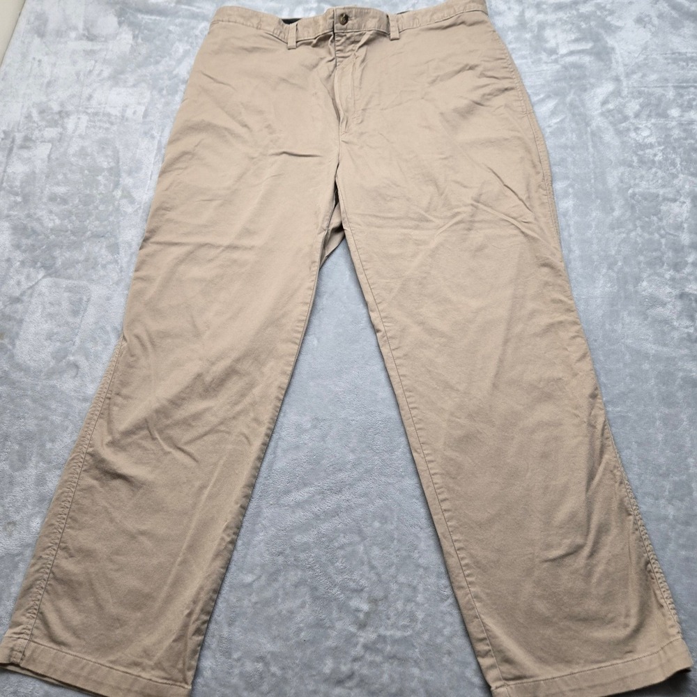 Vic Tayback Casual Classics Mens 42x30 Khaki Chino Pants Tan Stretch Flat‎ Front
